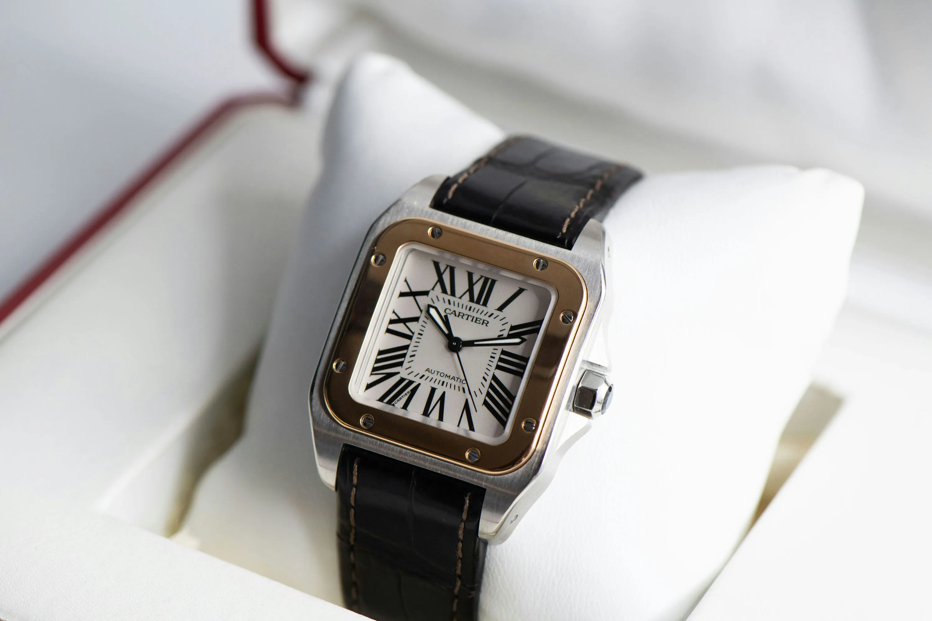 Cartier Santos 100 2878 33mm Rose gold and Stainless steel White 3