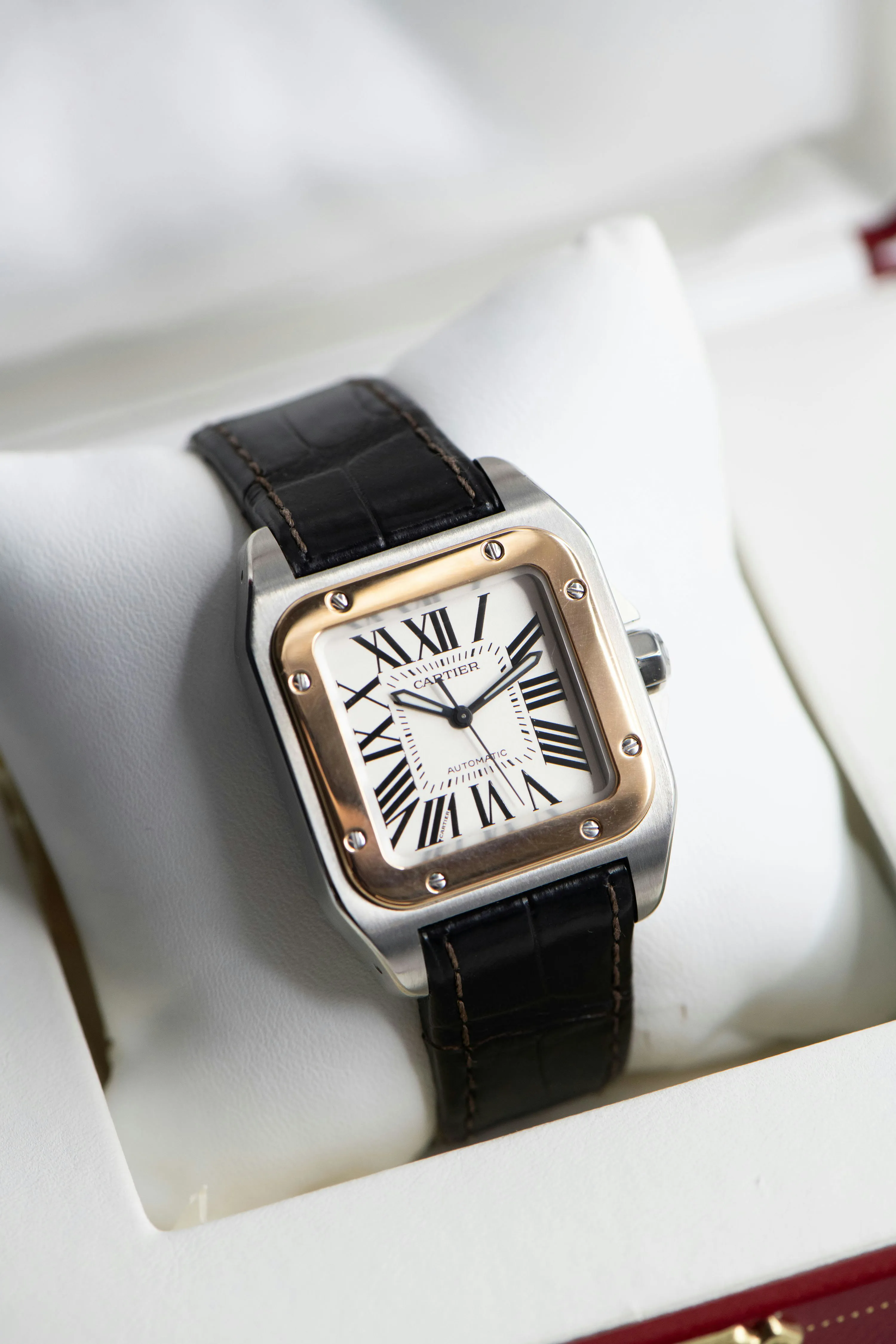 Cartier Santos 100 2878 33mm Rose gold and Stainless steel White 8