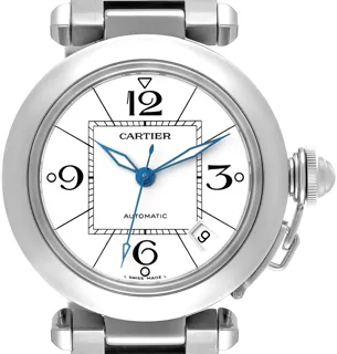 Cartier Pasha C Midsize White Dial Automatic Steel Mens Watch W31074M7 Stainless steel White