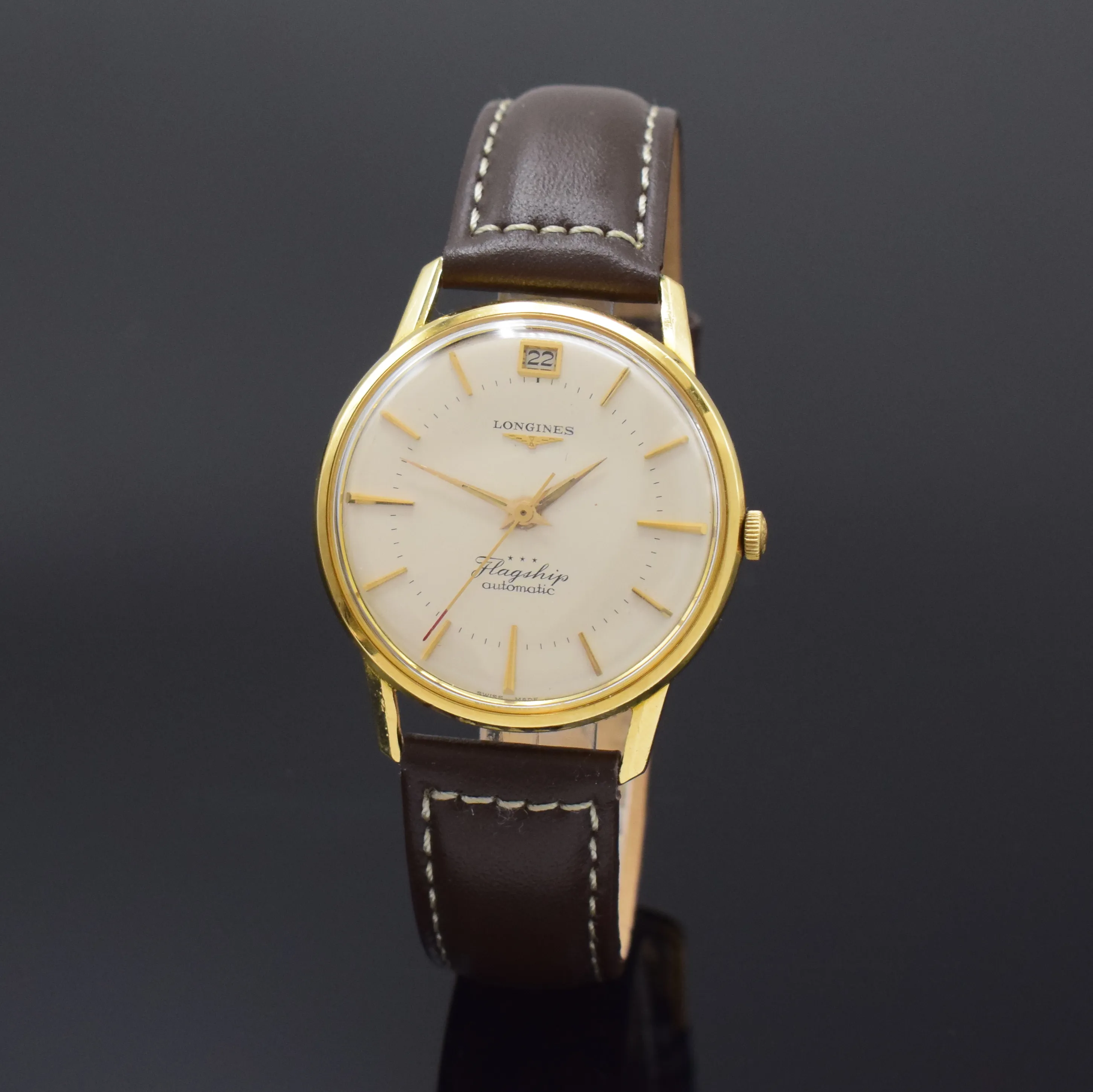 Longines Flagship 2408 35.5mm Yellow gold Silver