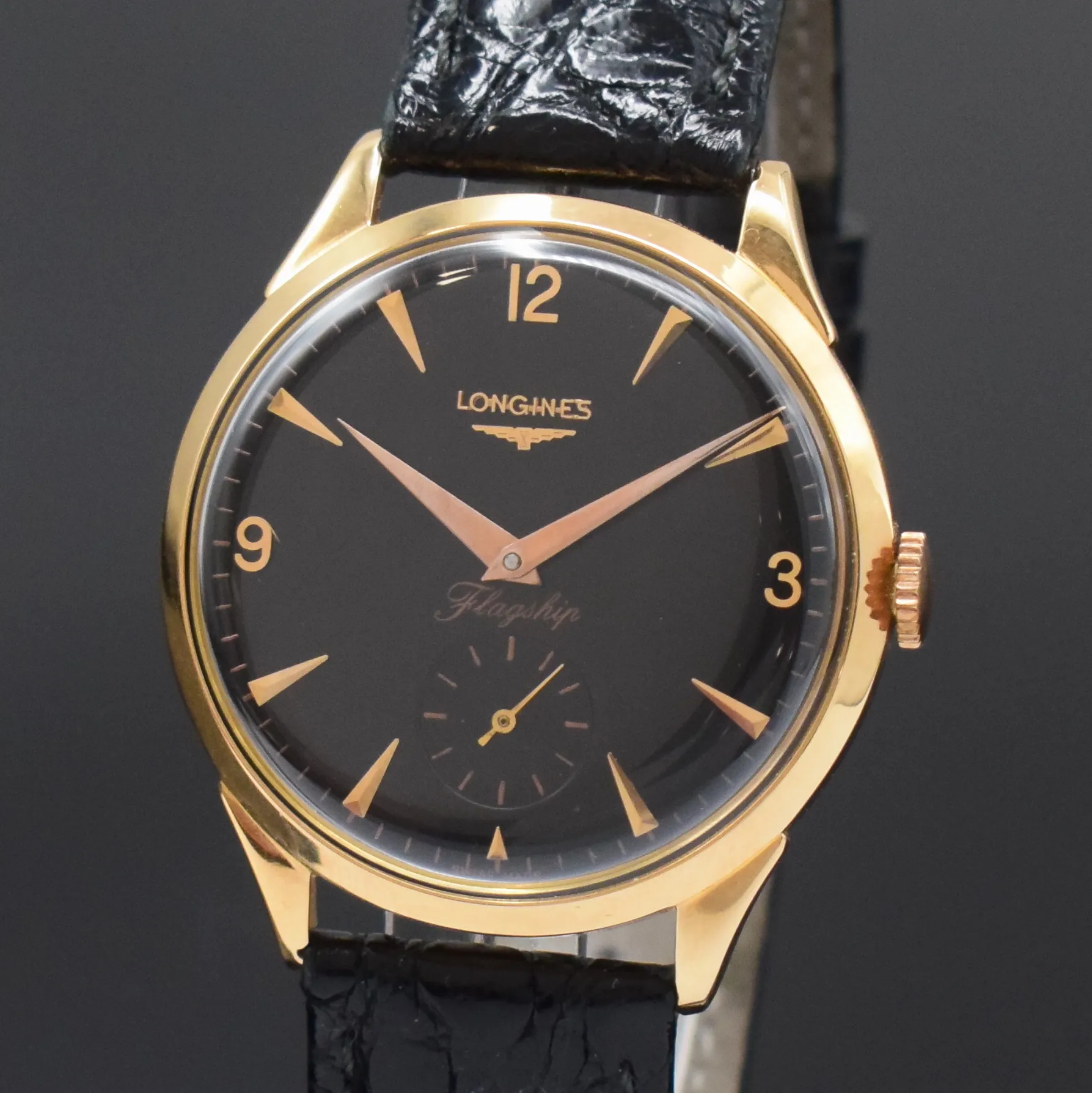 Longines 6846 36mm Rose gold Black 1