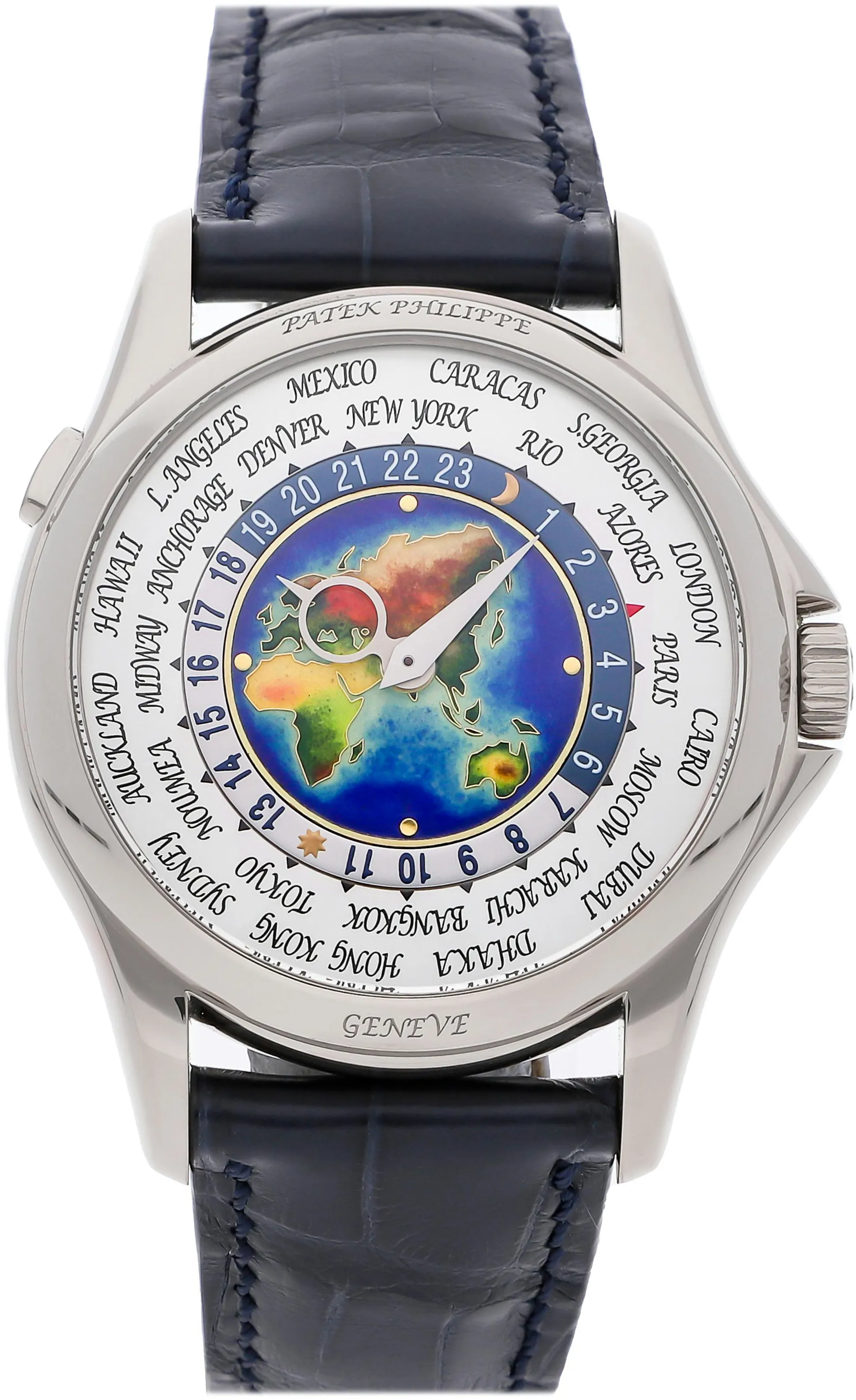 Patek Philippe World Time 5131G-001 40mm White gold Silver and Multi-colored