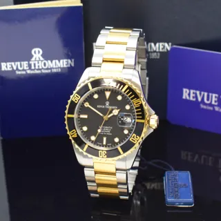 Revue Thommen Diver 17571.2147 42mm Yellow gold and Stainless steel Black