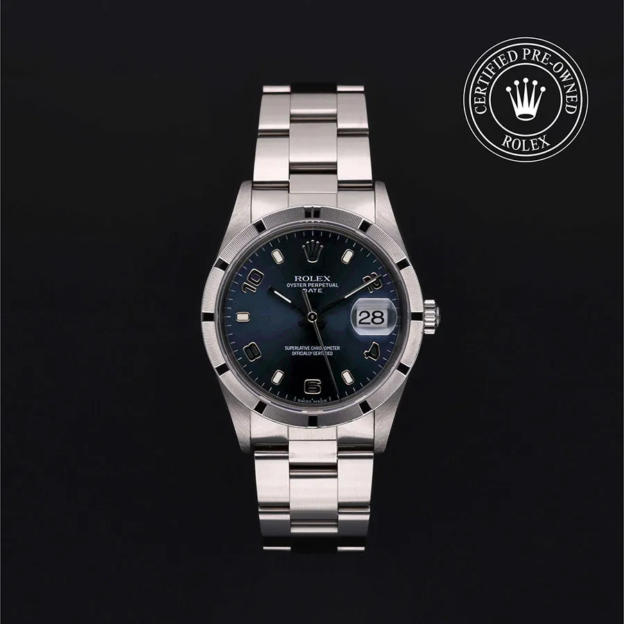 Rolex Oyster Perpetual Date 15210 34mm Oystersteel Blue