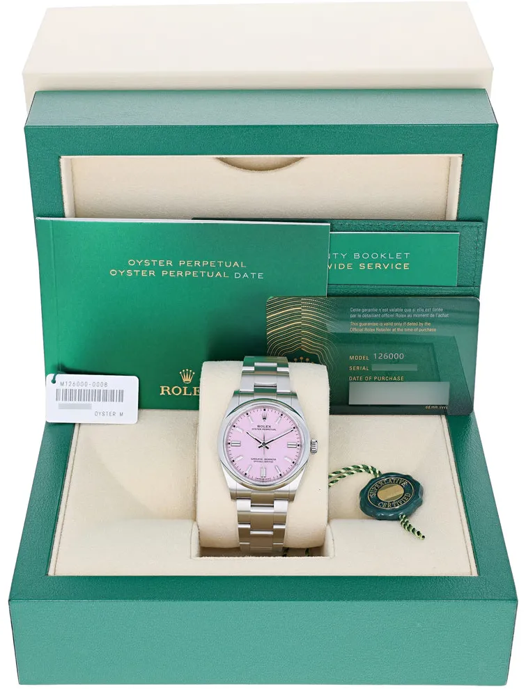 Rolex Oyster Perpetual 126000-0008 36mm Oystersteel Pink 1