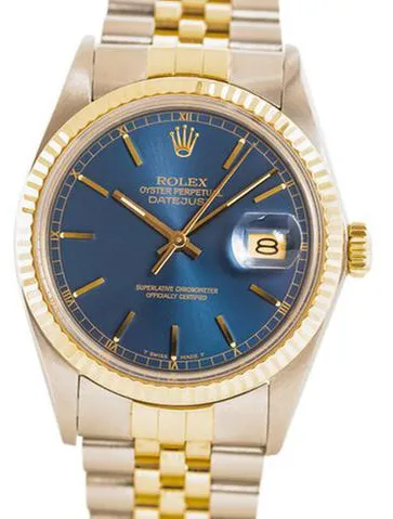 Rolex Datejust 36 16013 36mm Yellow gold and stainless steel Blue