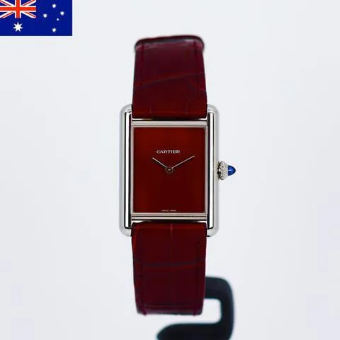 Cartier Tank WSTA0054 33.5mm Silver Bordeaux