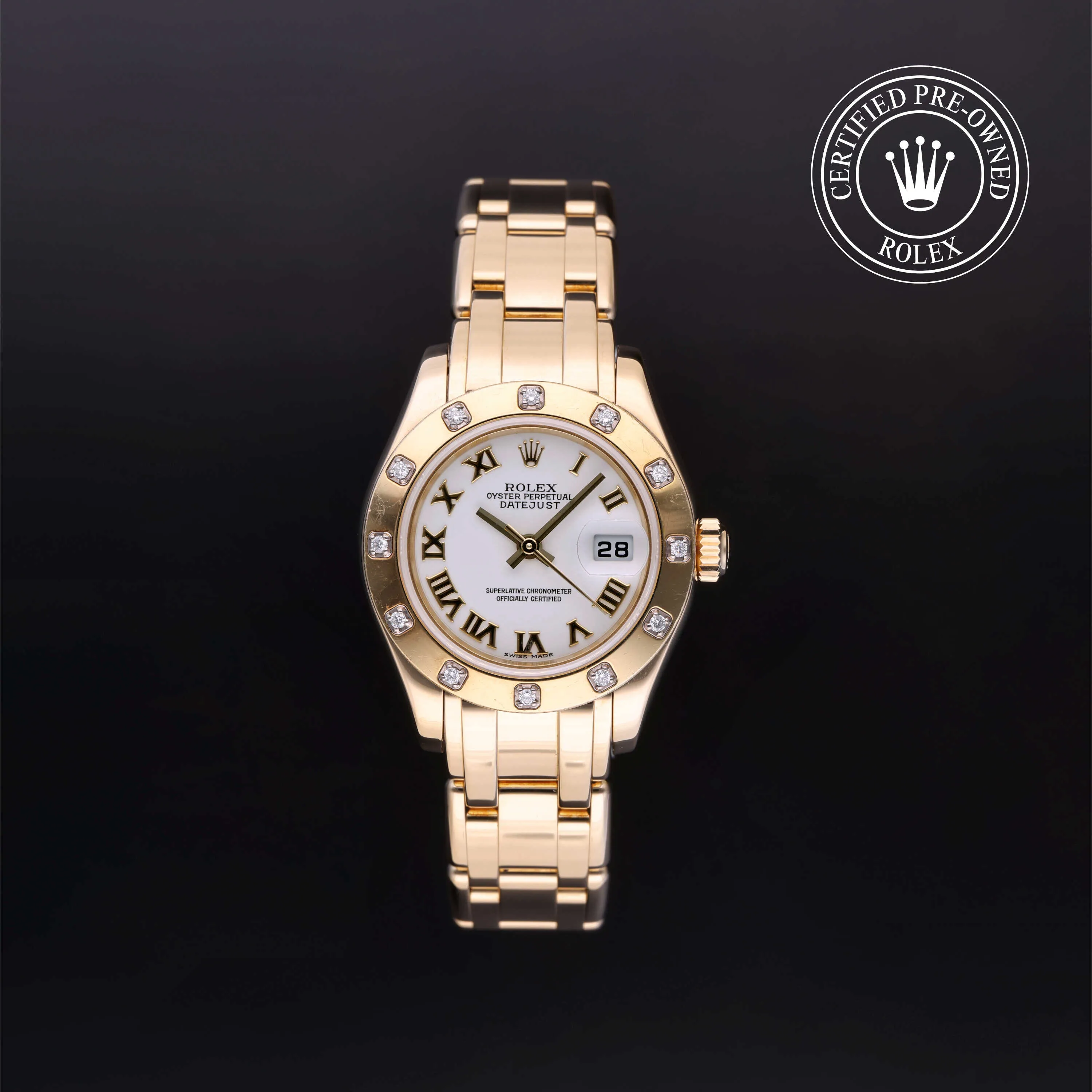 Rolex Lady-Datejust Pearlmaster 80318 29mm Yellow gold White