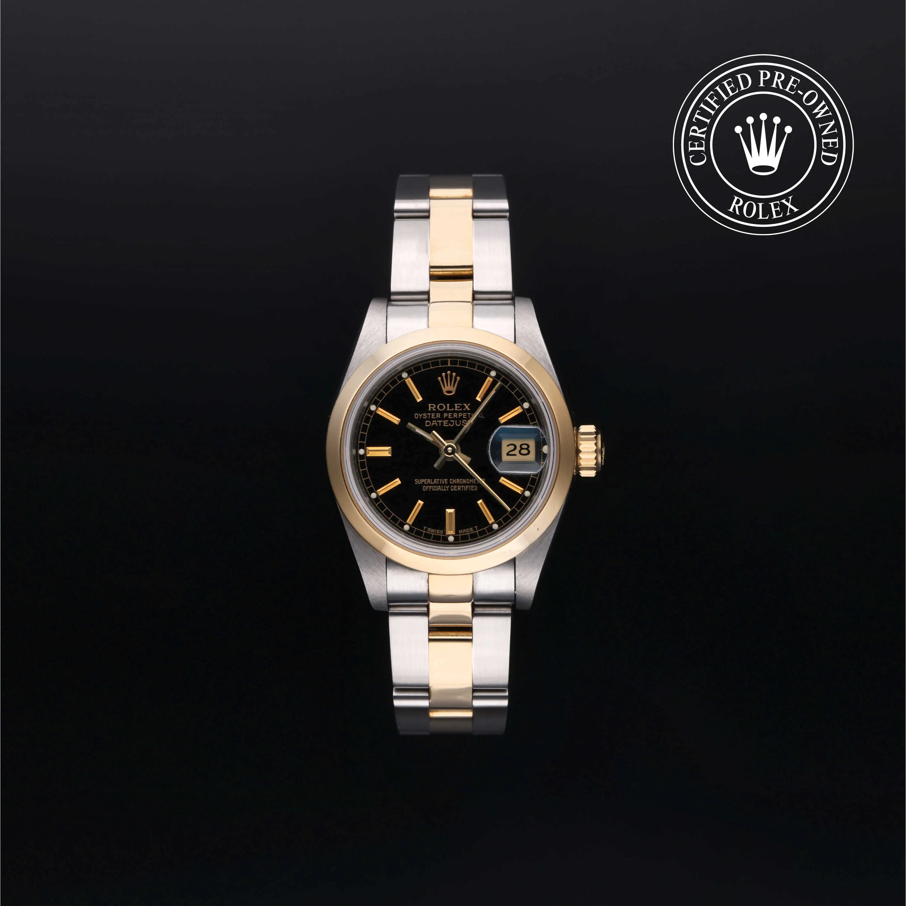 Rolex Lady-Datejust 69163 26mm Yellow gold and stainless steel Black