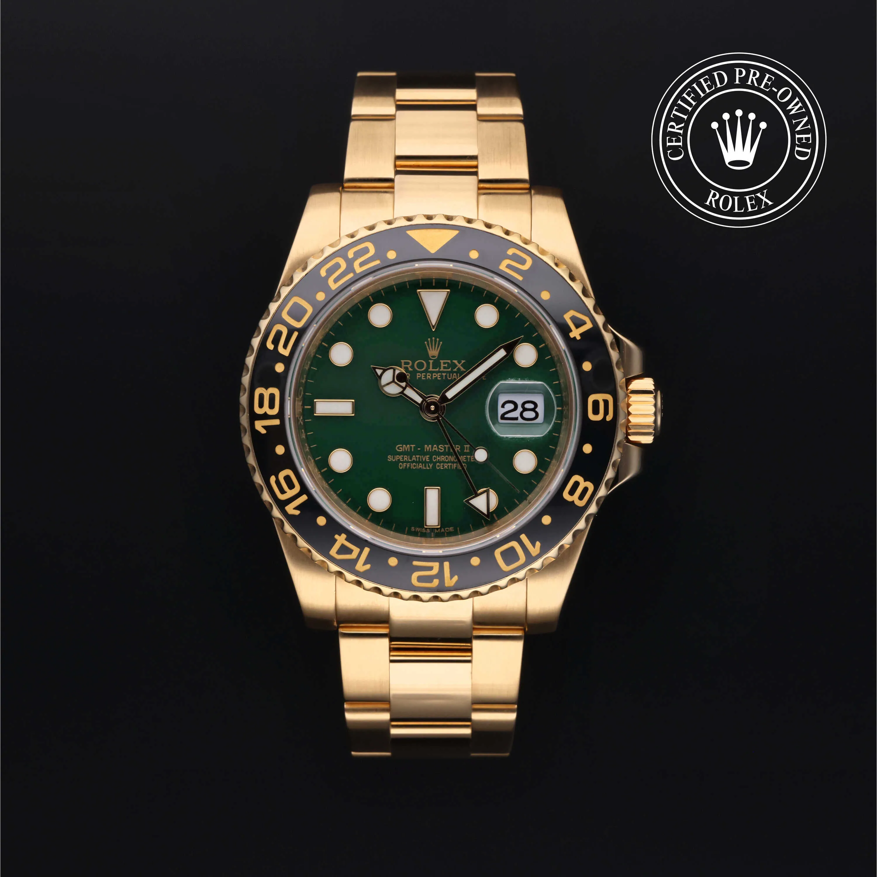 Rolex GMT-Master II M116718LN 40mm Yellow gold Green