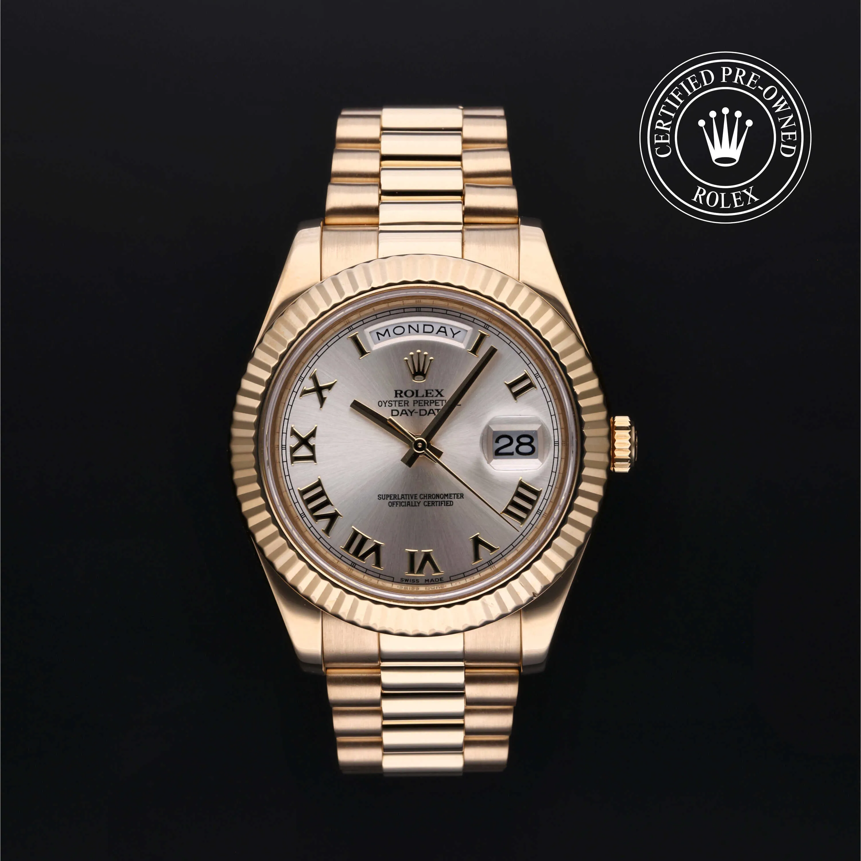 Rolex Day-Date II 218238 41mm Yellow gold Silver