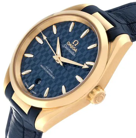 Omega Aqua Terra 522.53.38.20.03.001 38mm Yellow gold Blue 2