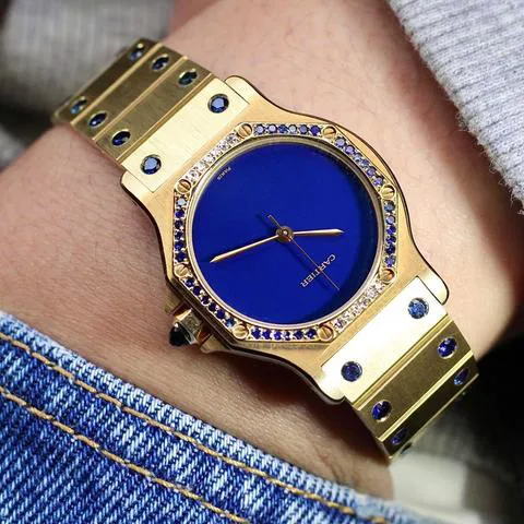 Cartier Santos 2965 30mm Yellow gold Blue