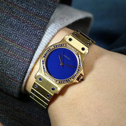 Cartier Santos 2965 30mm Yellow gold Blue 1