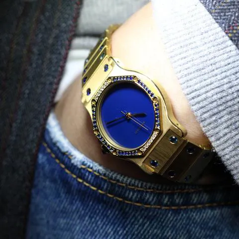 Cartier Santos 2965 30mm Yellow gold Blue 3