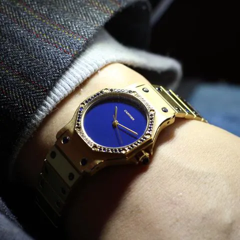 Cartier Santos 2965 30mm Yellow gold Blue 4