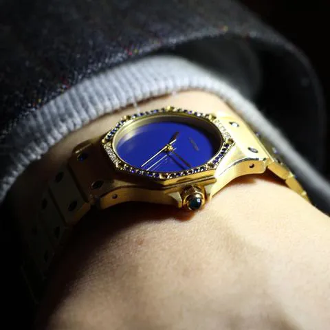 Cartier Santos 2965 30mm Yellow gold Blue 5