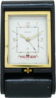 Jaeger-LeCoultre 1930s Ados Triple Date Folding Alarm Clock Brass