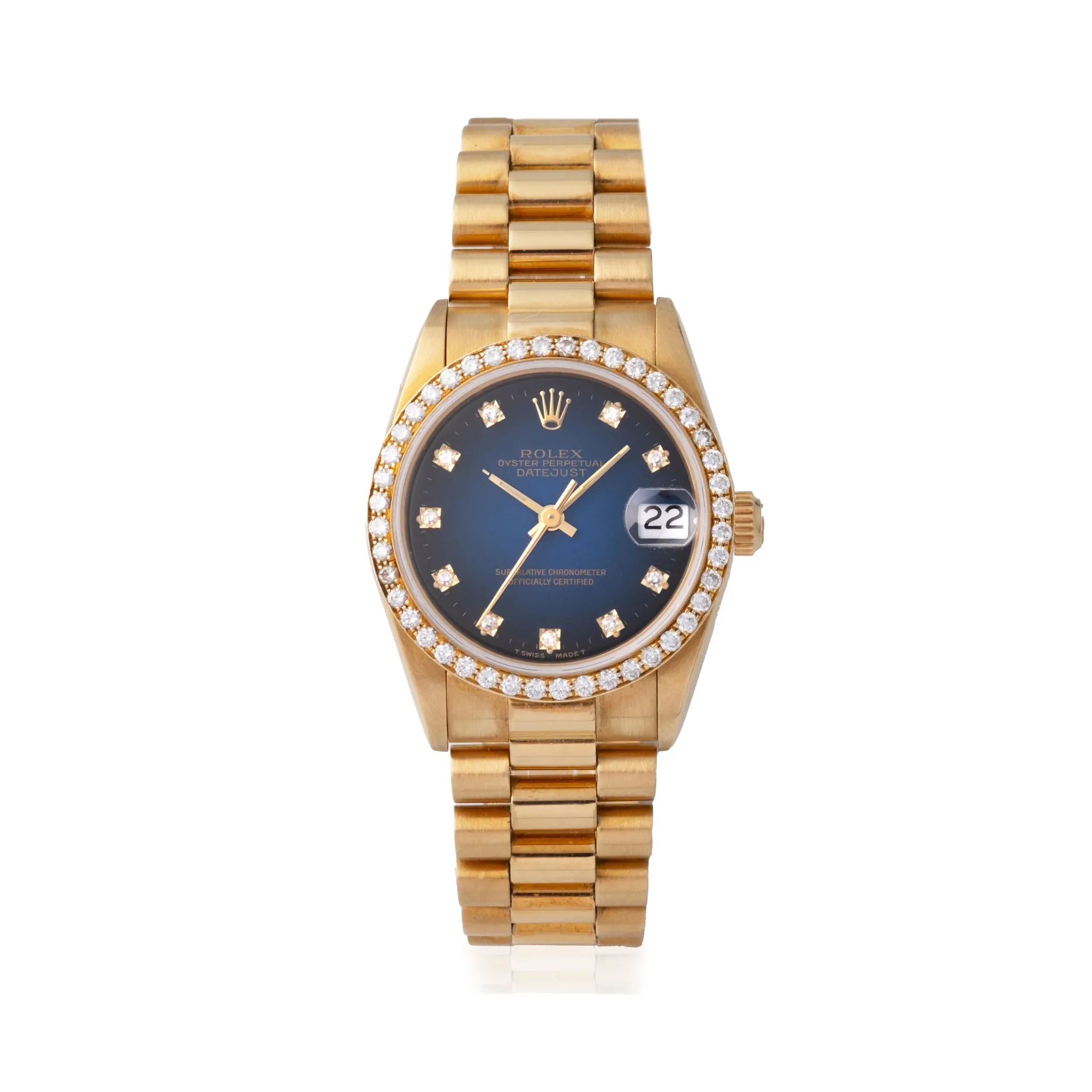 Rolex Datejust 31 68278 31mm Yellow gold and diamond-set Blue