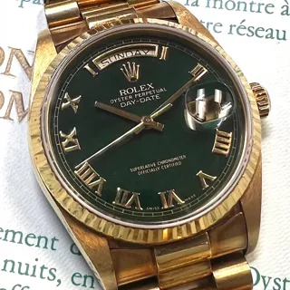 Rolex Day-Date 36 18038 Yellow gold Green