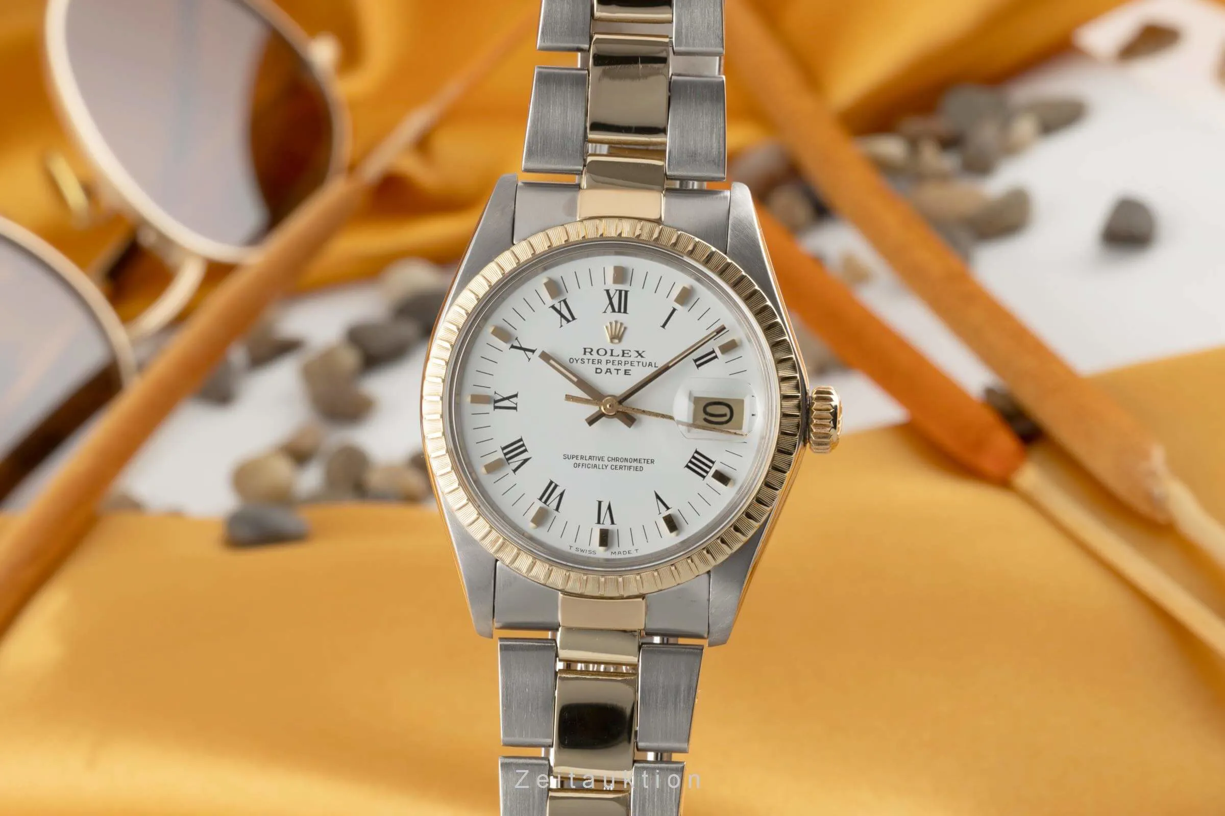 Rolex Oyster Perpetual Date 1505 34mm Yellow gold and Stainless steel White