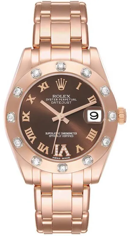 Rolex Pearlmaster 81315 34mm Rose gold Brown