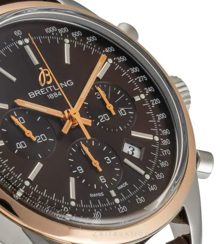Breitling Transocean UB0152 43mm Yellow gold and stainless steel Brown 10