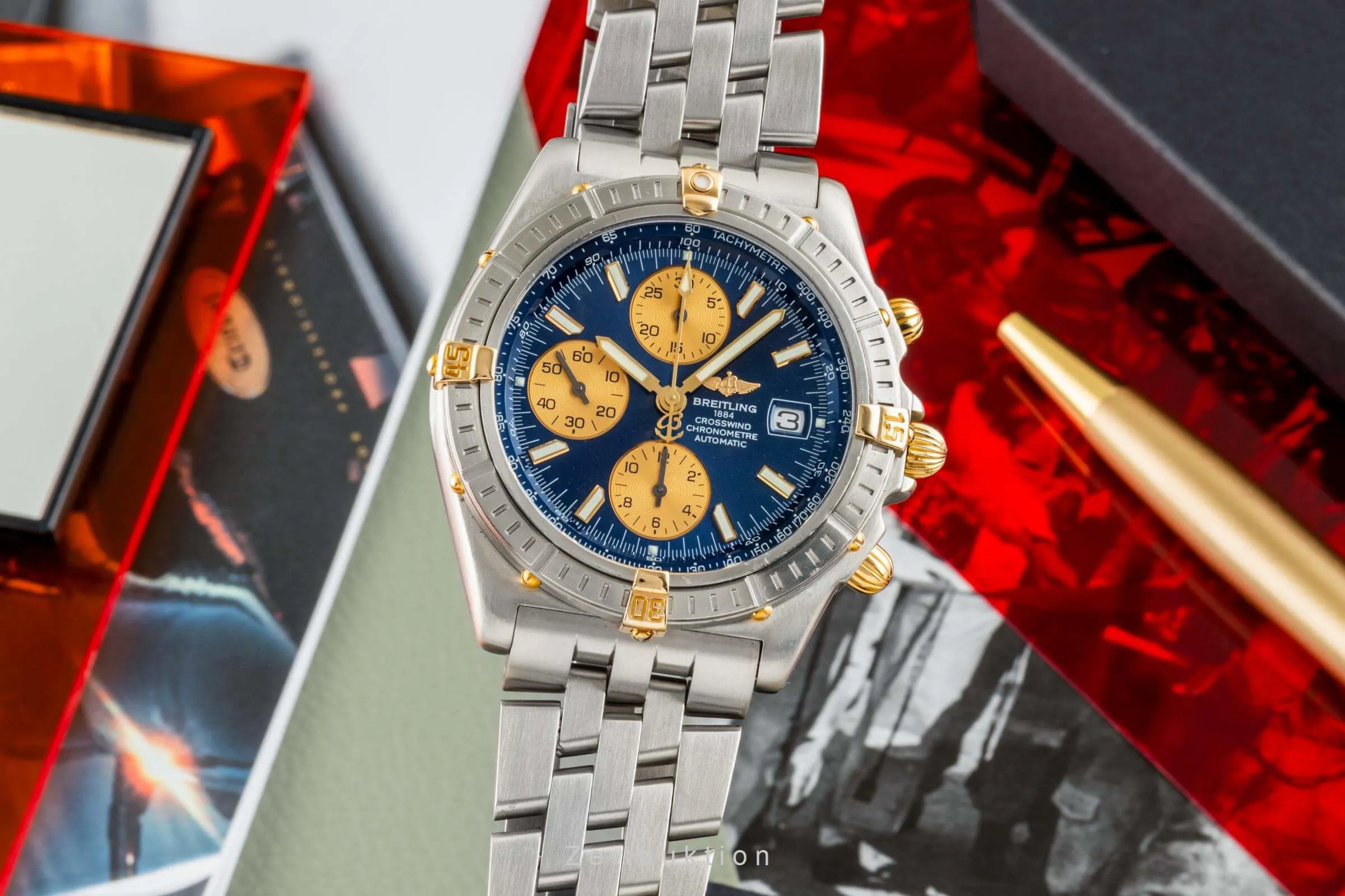 Breitling Crosswind B13355 43mm Yellow gold and Stainless steel Blue