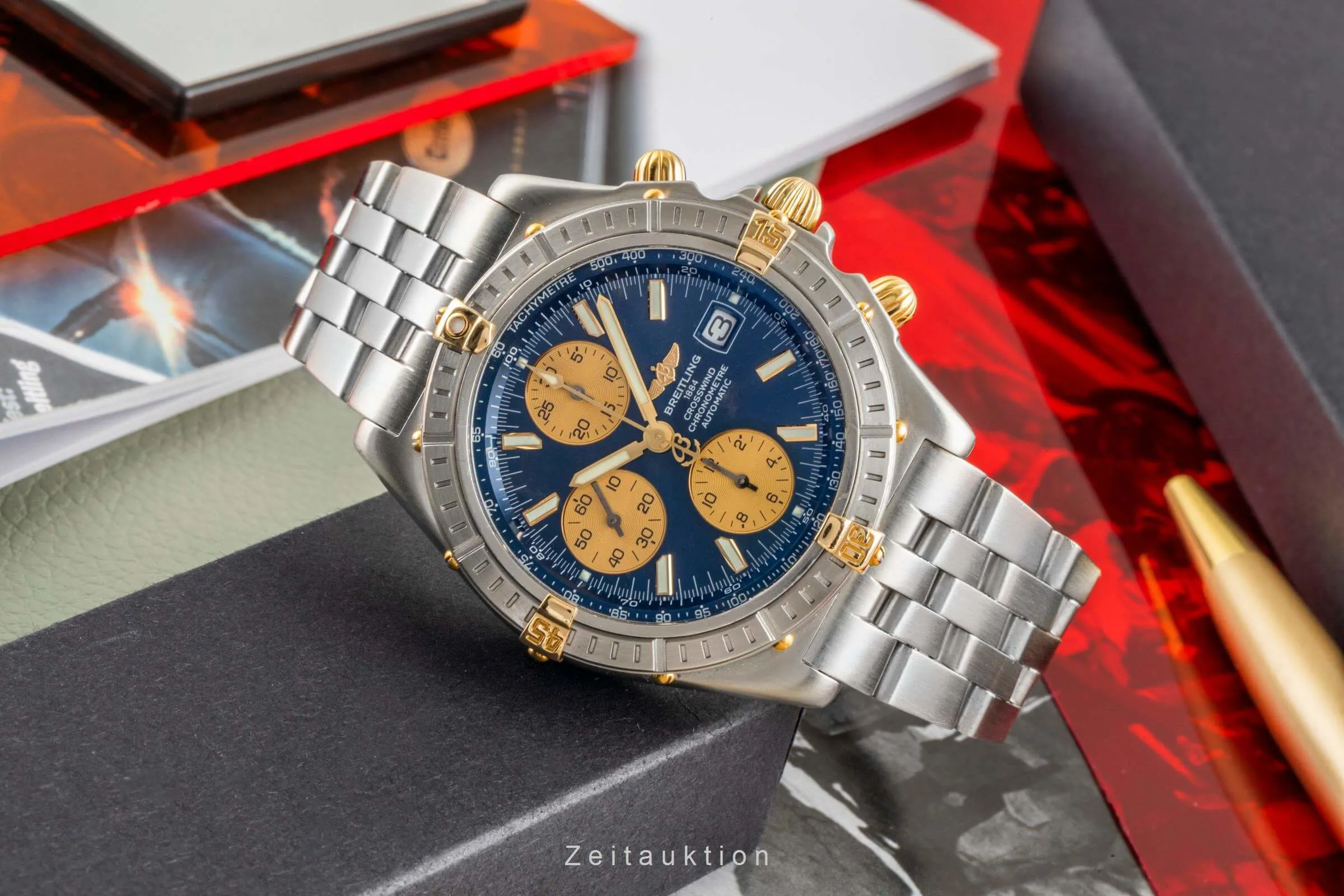 Breitling Crosswind B13355 43mm Yellow gold and Stainless steel Blue 2