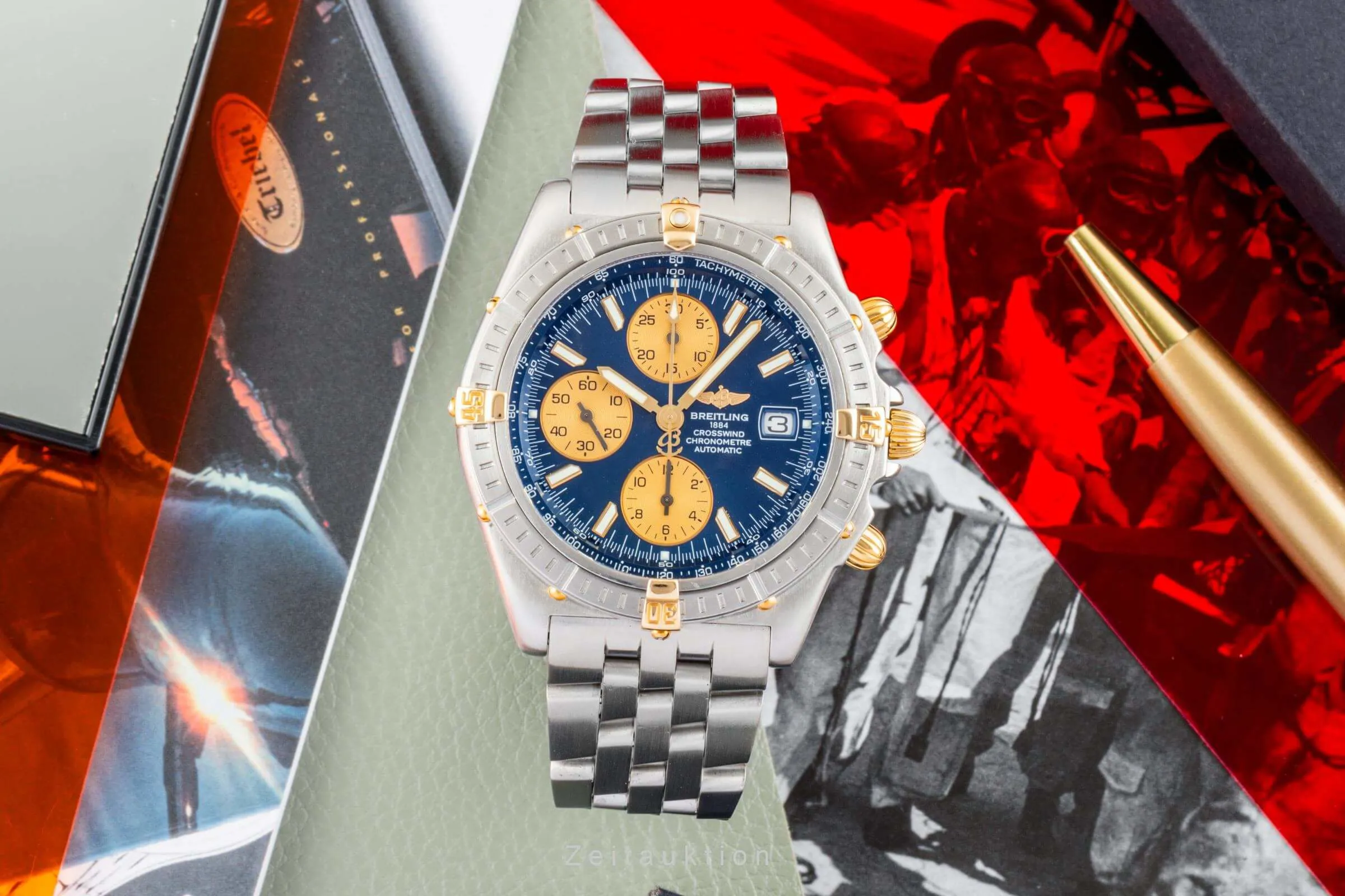 Breitling Crosswind B13355 43mm Yellow gold and Stainless steel Blue 3