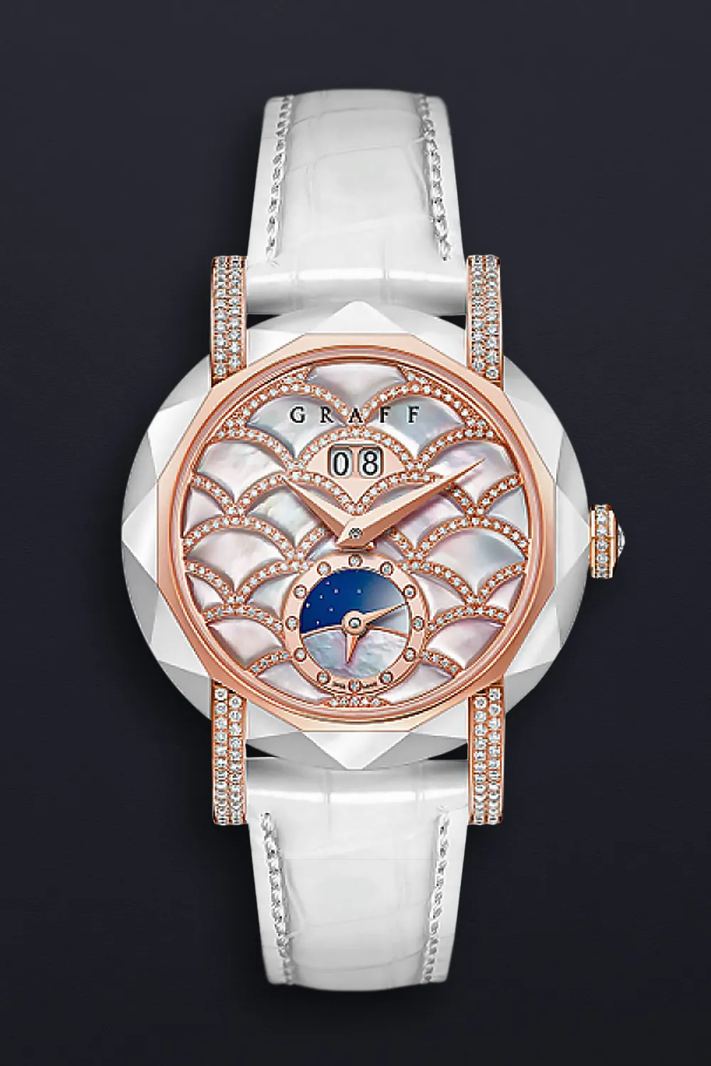 Graff Star Collection Icon GSA38WCPGW 38mm Ceramic and Rose gold and Diamond Mother-of-pearl