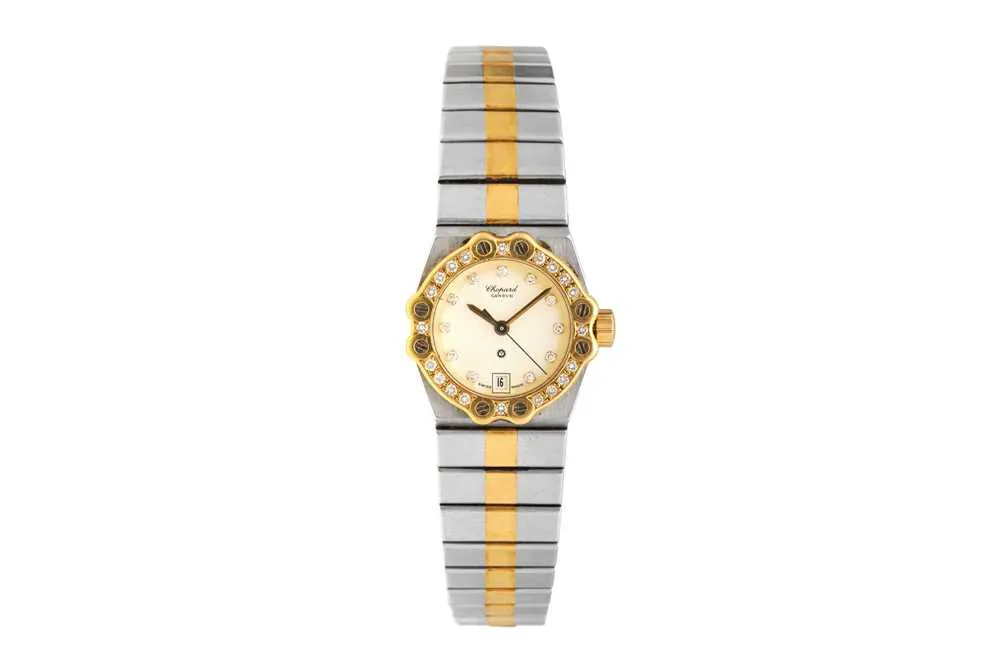 Chopard St. Moritz 8024 24mm Yellow gold, stainless steel and diamond-set White