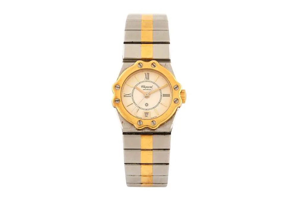 Chopard St. Moritz 8026 24mm Yellow gold and stainless steel White