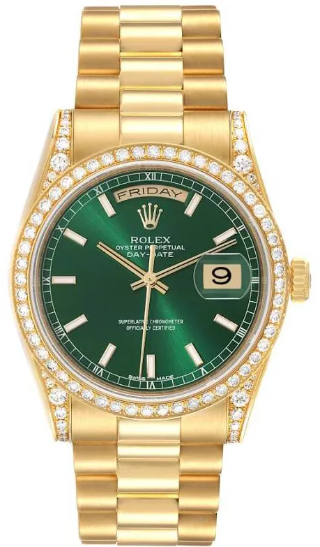 Rolex Day-Date 36 118388 36mm Yellow gold Green