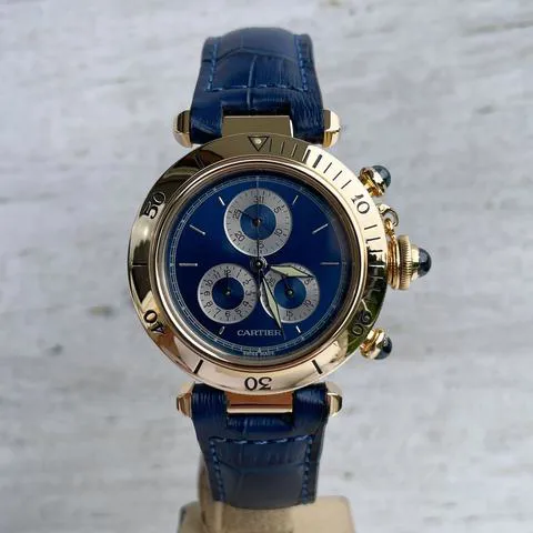 Cartier Pasha 1353 36mm Yellow gold Blue 6