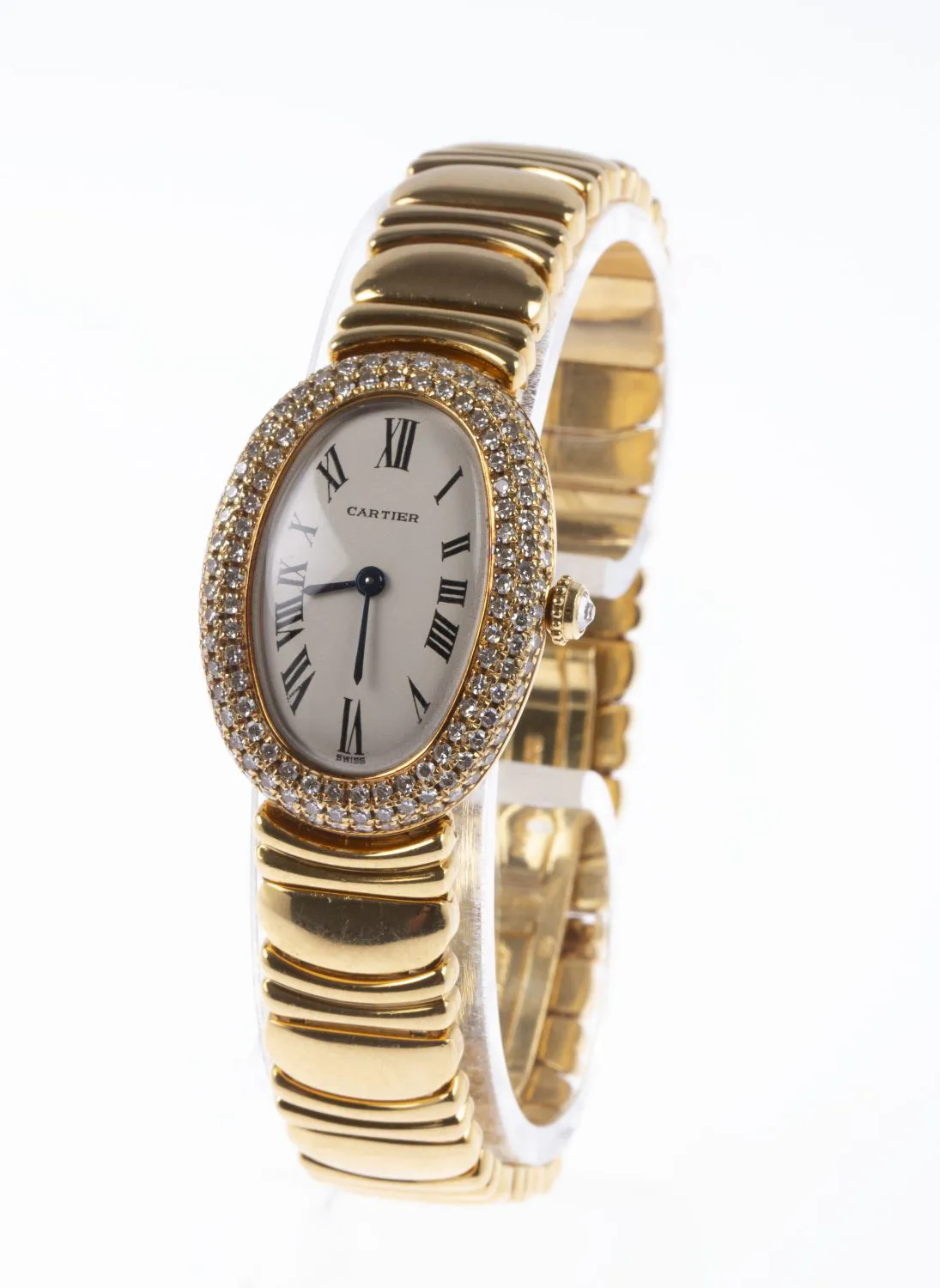 Cartier Baignoire 32mm Yellow gold and diamond-set Silver