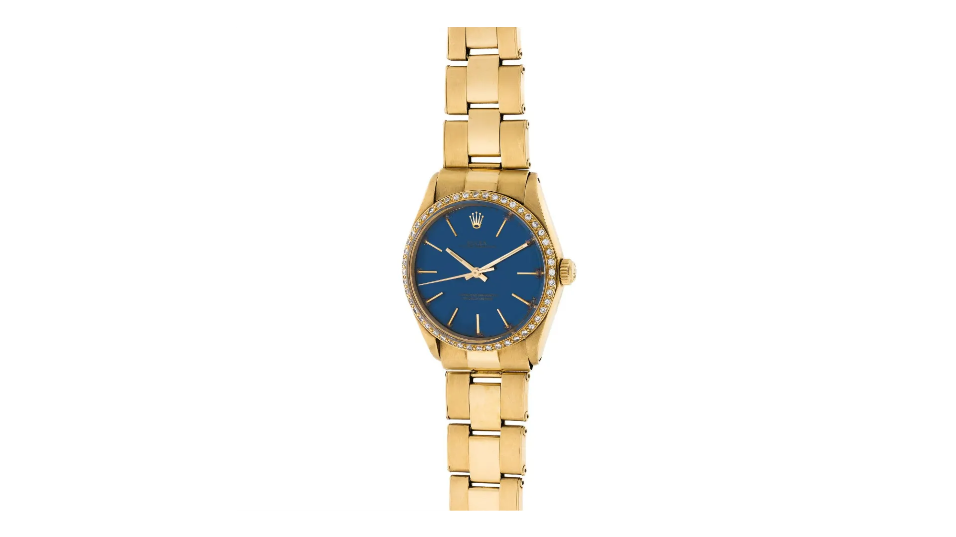 Rolex Oyster Perpetual 1002 34mm Yellow gold and diamond-set Blue