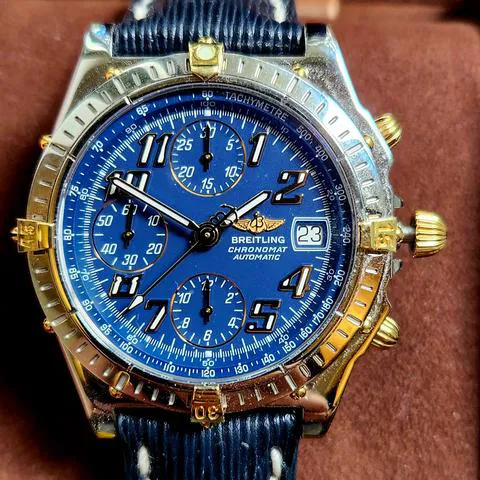 Breitling Chronomat B13050.1 39mm Yellow gold and stainless steel Blue