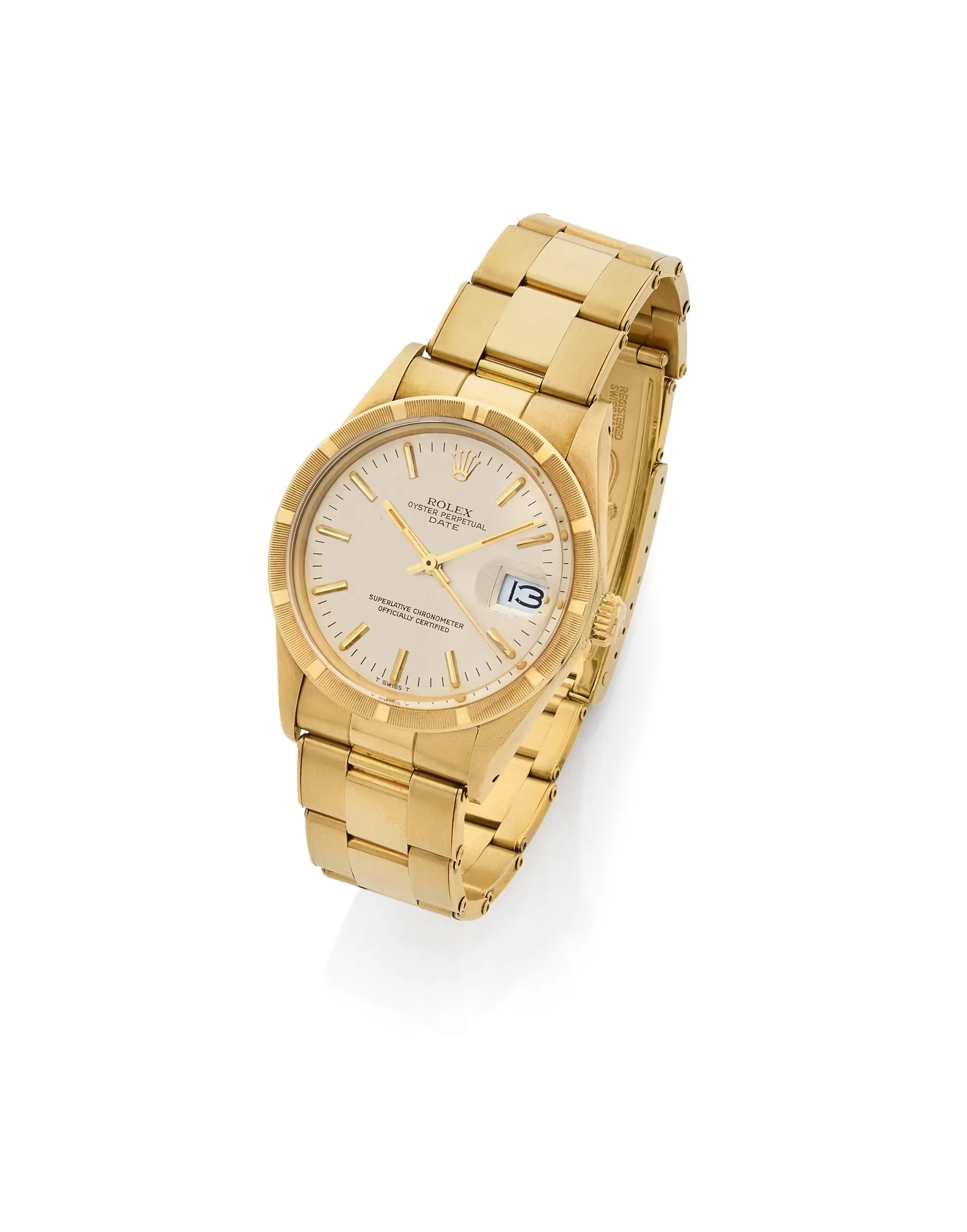 Rolex Oyster Perpetual Date 15 018 34mm Yellow gold Silver