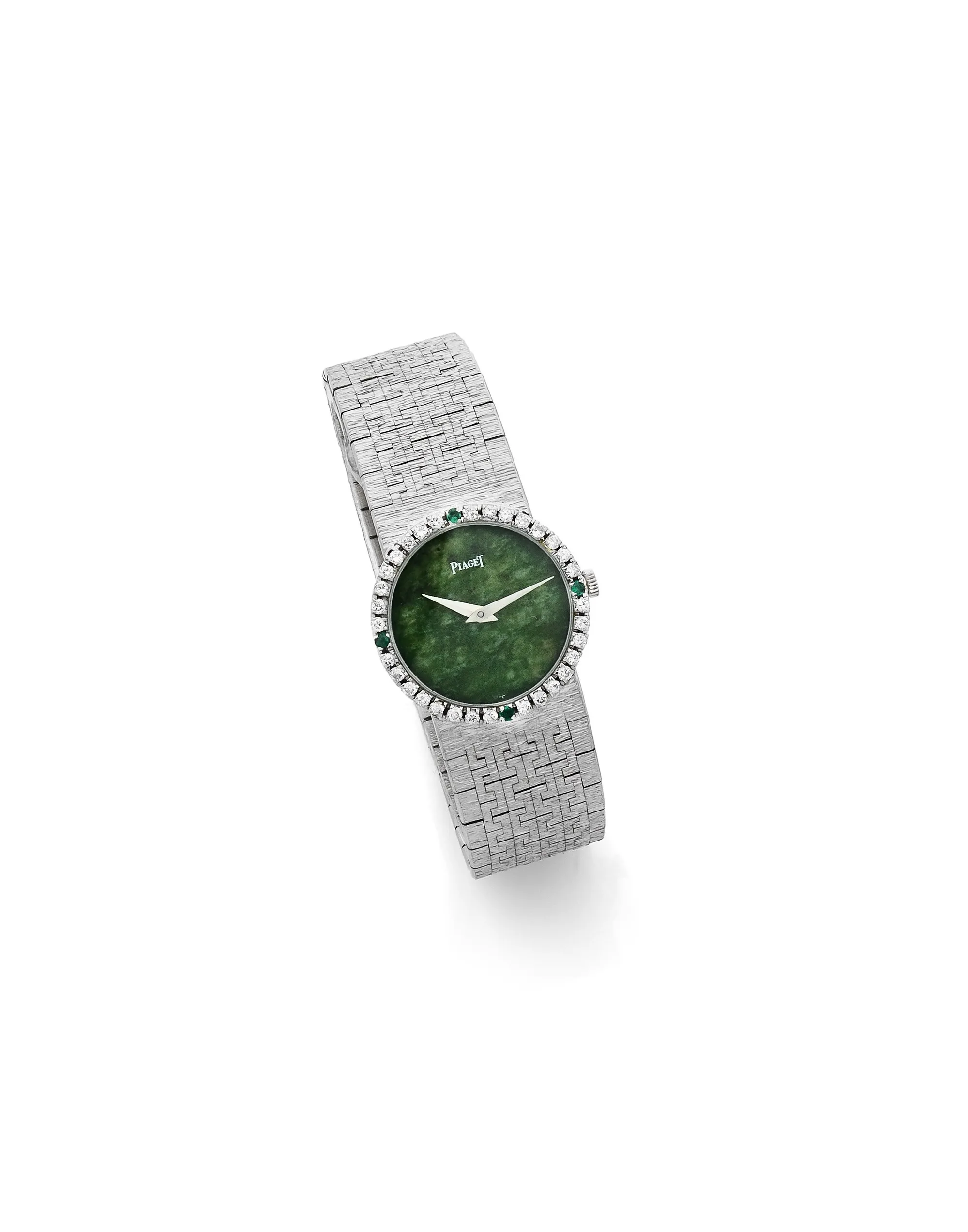 Piaget 9706 A6 28mm White gold and Diamond and Emerald Nephrite jade