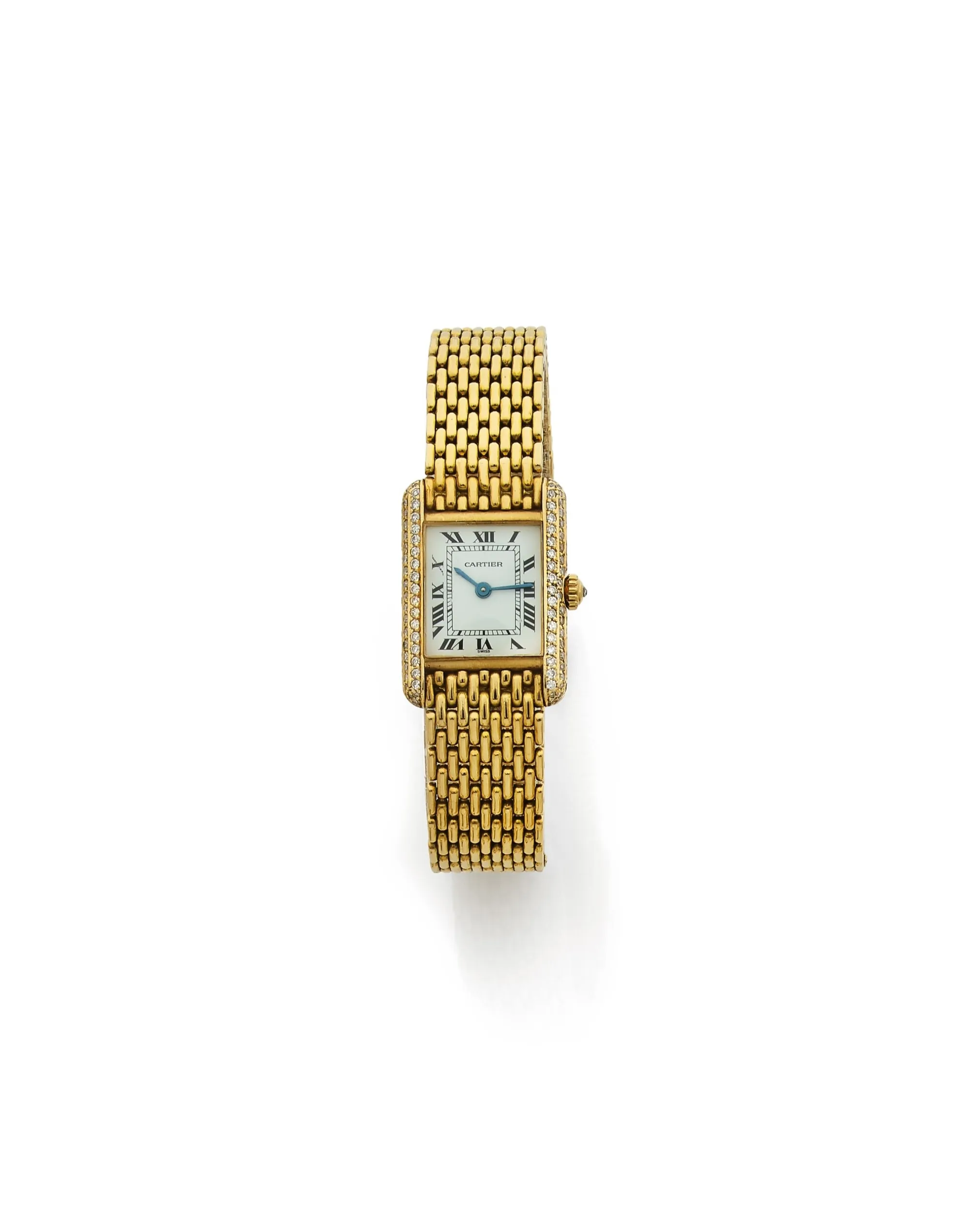 Cartier Tank 18mm Yellow gold and diamonds White
