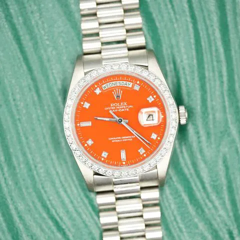 Rolex Day-Date 36 18049 36mm White gold Orange 5