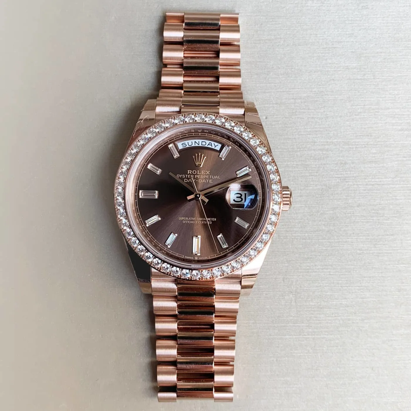 Rolex Day-Date 228345RBR-0006 40mm Rose gold Brown