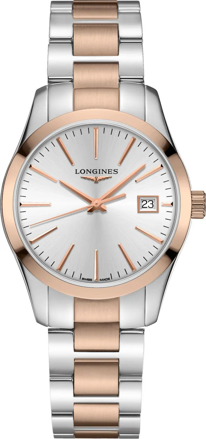 Longines Conquest Classic L2.386.3.72.7 34mm Rose gold and steel Silver