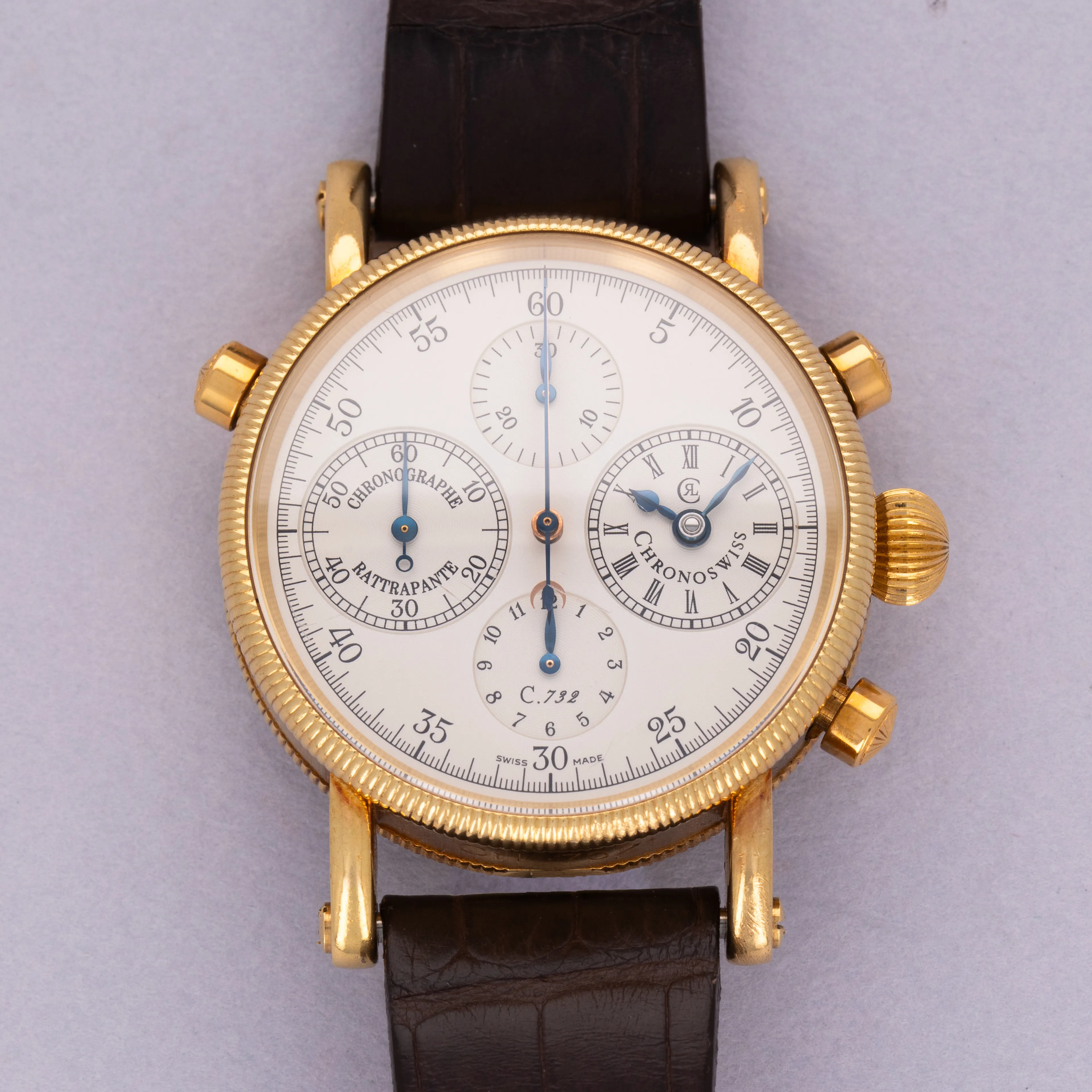 Chronoswiss Chronographe Rattrapante CH7321 38mm Yellow gold White