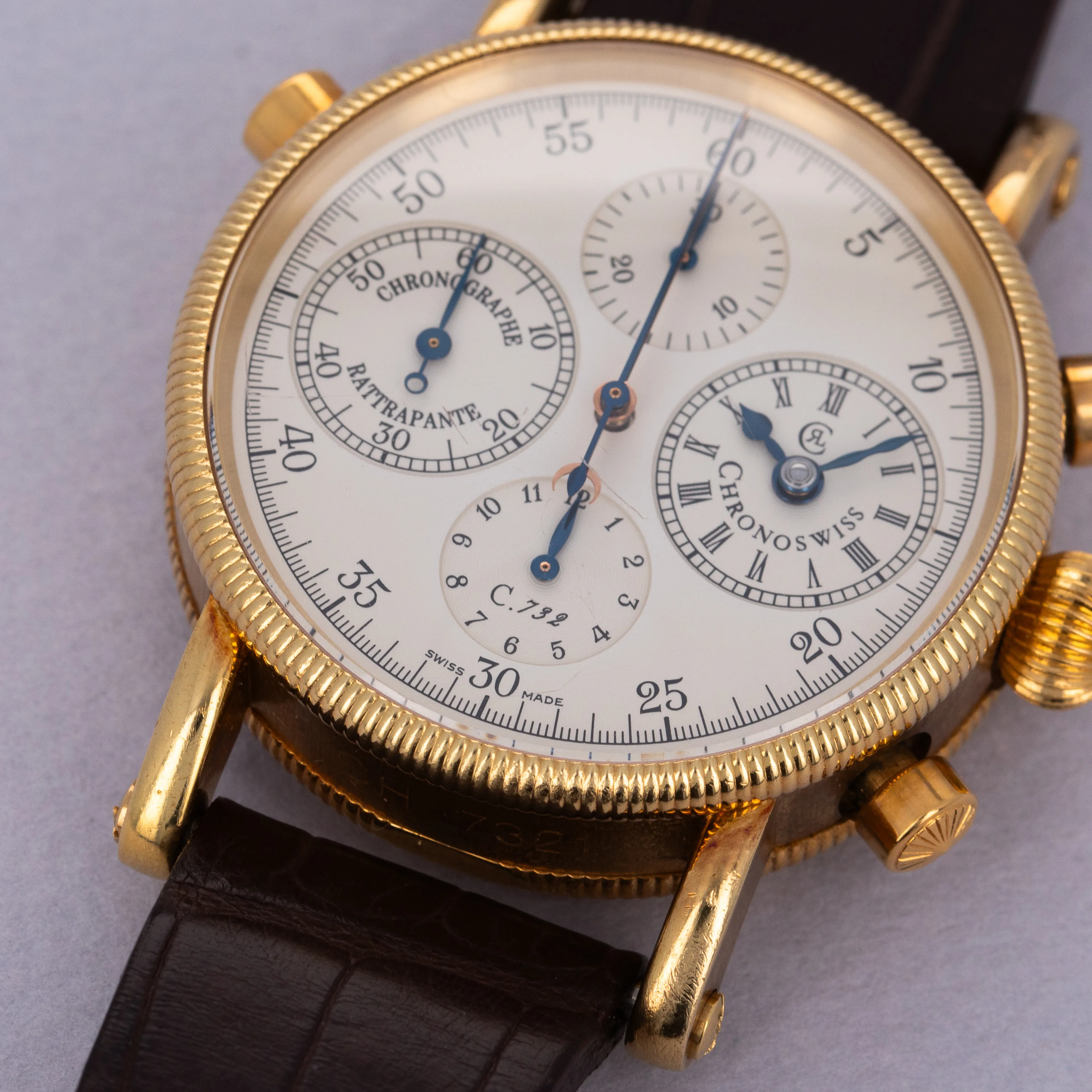 Chronoswiss Chronographe Rattrapante CH7321 38mm Yellow gold White 2