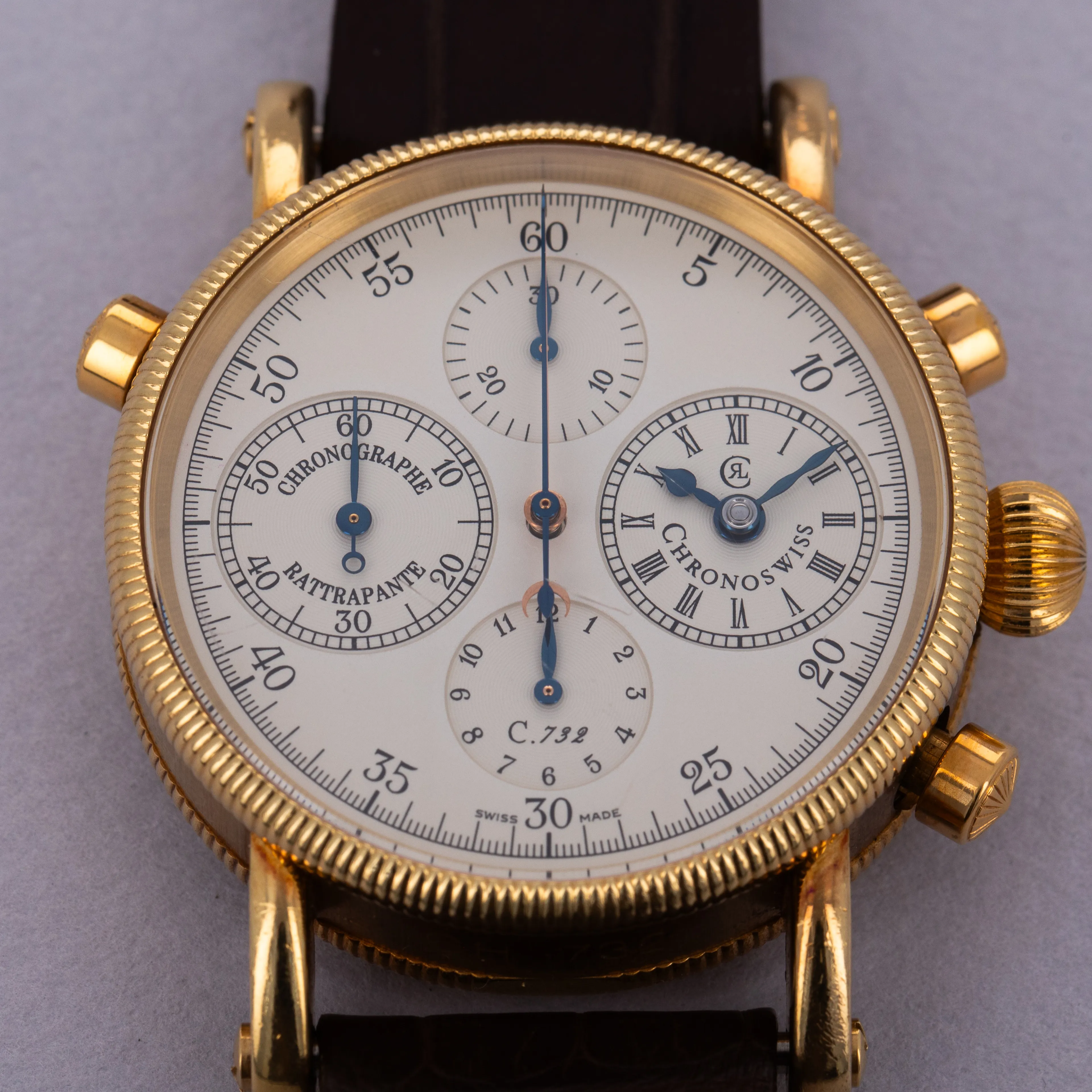 Chronoswiss Chronographe Rattrapante CH7321 38mm Yellow gold White 11