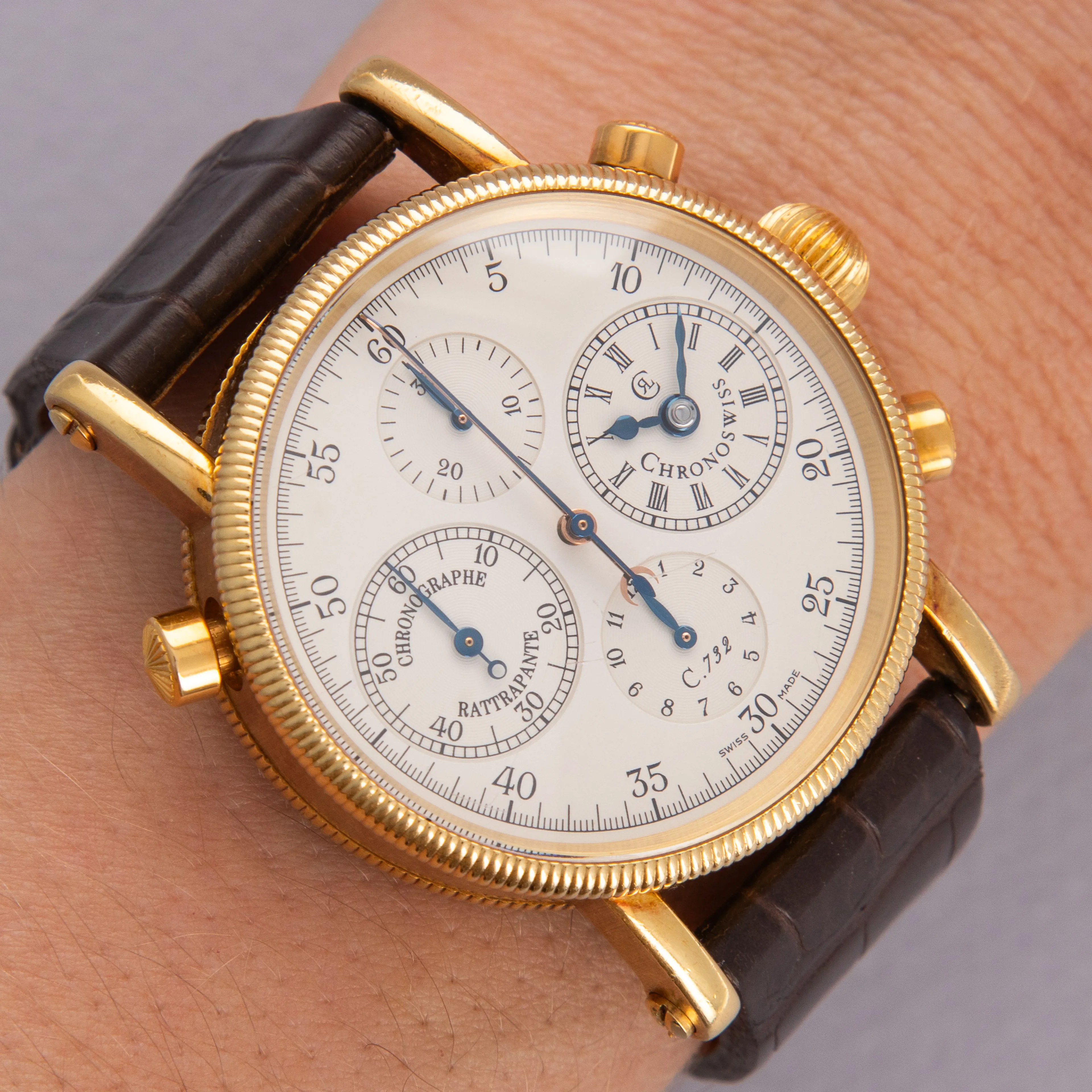 Chronoswiss Chronographe Rattrapante CH7321 38mm Yellow gold White 13