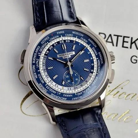 Patek Philippe World Time Chronograph 5930G-001 39.5mm White gold Blue