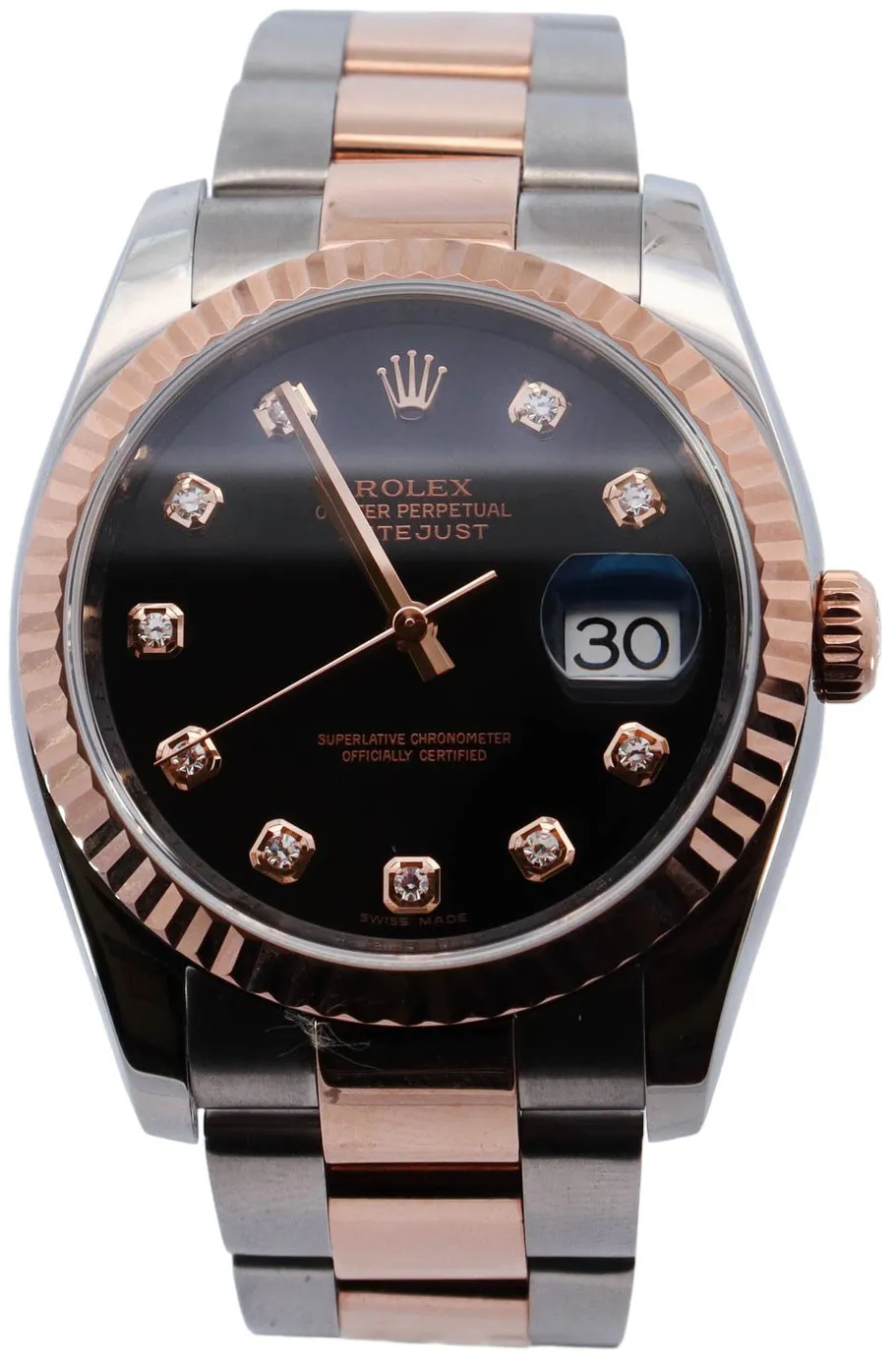 Rolex Datejust 116231 36mm 18k rose gold & stainless steel Black